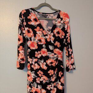 Covington V Neck Long sleeved Patterned Dress